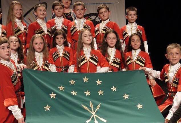 Circassian children in traditional Adyghe clothing
